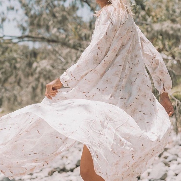 Acacia Washed Aloha Sri Lanka Maxi Dress Hawaiian Tropical - Picture 5 of 5